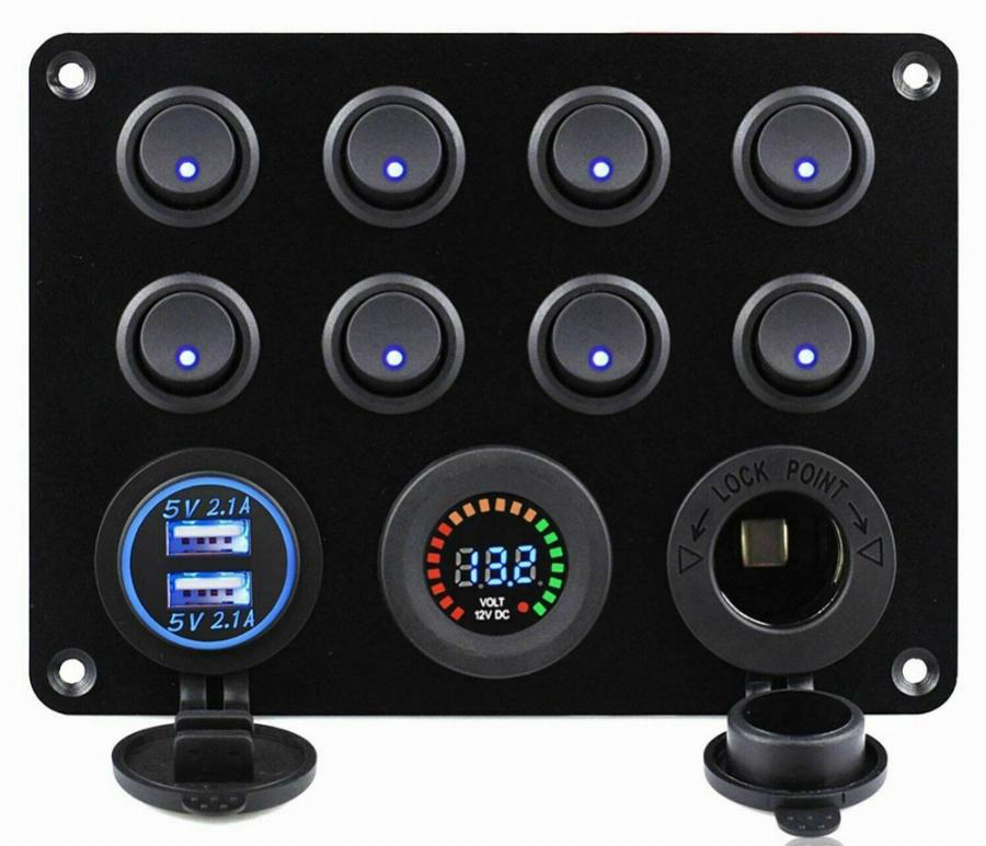 BFY 8'Lİ   SWITCH PANEL IŞIKLI ŞARJ-VOLT-USB