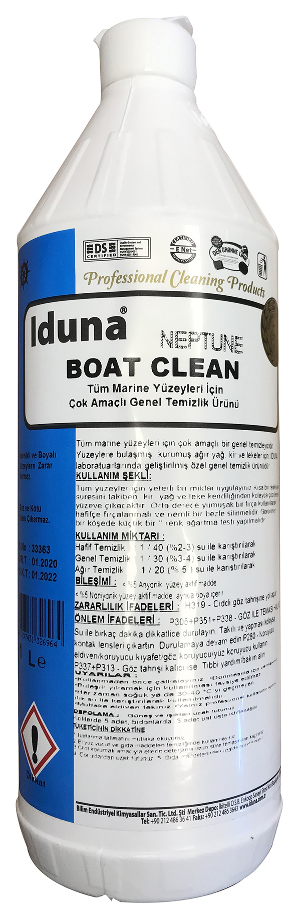 IDUNA ÇOK AMAÇLI ETKİLİ YÜZEY TEMİZLEYİCİ 1 LT